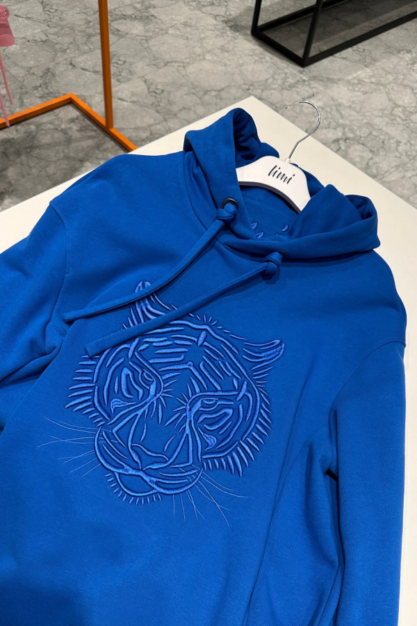 худи royal blue с вышивкой тигра 3Д